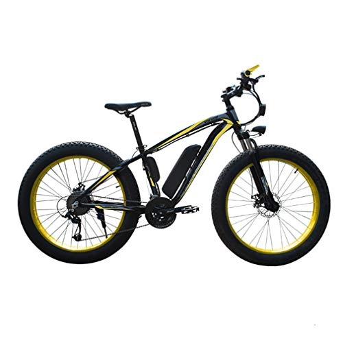 Electric Mountain Bike : NYPB Electric Bike, Snowmobile ATV with 350W / 500W Motor Removable 36V / 48V Lithium-Ion Battery Max Speed 30KM / H 26 Inch*4.0 Wide Tire Fitness City Commuting, Yellow, 36V15AH 500W