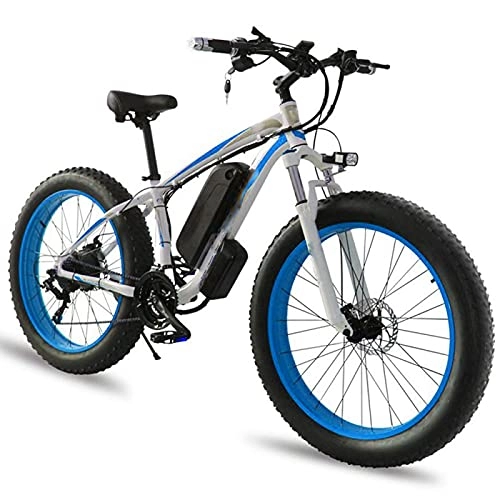 Electric Mountain Bike : QININQ Electric Bike for Adults, 26" Electric Bikes Powerful 450W 48V / 15Ah Removable Battery 7 Speed Gears, 26 * 4.0 Fat Tire Electric Bicycles with Pedal Assist, Beach Snow E-Bikes