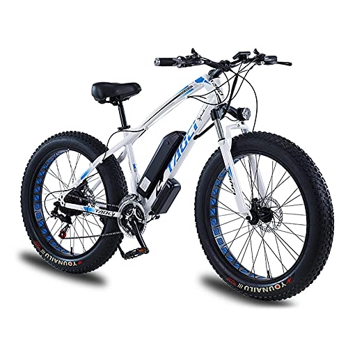 Electric Mountain Bike : QQLK 26" Electric Mountain Bike 350W E-Bike for Adults, LCD Dashboard, Throttle & Pedal Assist, Removable 8 / 10 / 13Ah Lithium-Ion Battery, White, 36V13AH