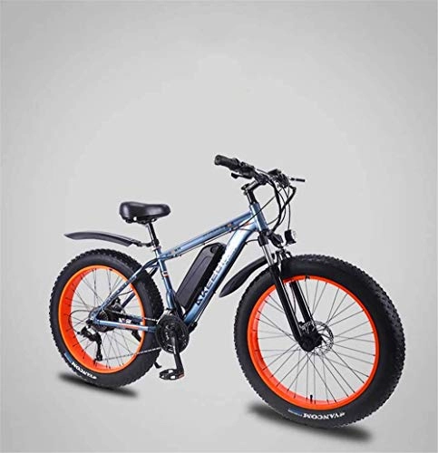 Electric Mountain Bike : RDJM Electric Bike Adult Fat Tire Electric Mountain Bike, 36V Lithium Battery Electric Bicycle, High-Strength Aluminum Alloy 27 Speed 26 Inch 4.0 Tires Snow Bikes (Color : A, Size : 70KM)