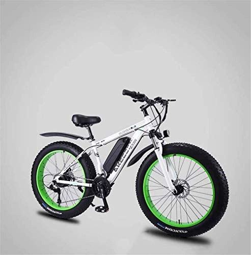 Electric Mountain Bike : RDJM Electric Bike Adult Fat Tire Electric Mountain Bike, 36V Lithium Battery Electric Bicycle, High-Strength Aluminum Alloy 27 Speed 26 Inch 4.0 Tires Snow Bikes (Color : B, Size : 70KM)
