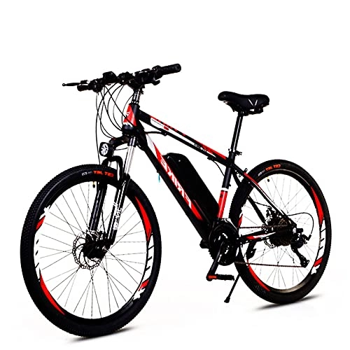 Electric Mountain Bike : S HOME 21-speed Black-red Electric Bicycle, 26 Inches, 36V 8Ah Removable Lithium Battery, 35km / H, Charging Range Up To 35-50km