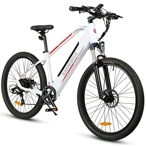 Electric Mountain Bike : SAMEBIKE 27.5 inch Electric Bike with 48V 10.4AH Removable Lithium Battery Shimano Professional 7 Speed Gears and LCD Smart Meter, Electric Bike for Adults Mountain Commuter Bike, White