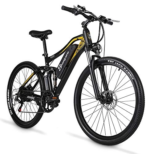 Electric Mountain Bike : Shengmilo 27.5”Electric Bicycle, Beach Adult Ebike with 48V / 17AH Removable Lithium Battery / Shimano 7 Speed Dual Disc Brake / LCD Display & Front Light