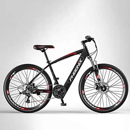 Electric Mountain Bike : SHJR Adult 21speed Electric Mountain Bike, Off-Road Electric Bicycle, With Front and Rear Disc Brakes 26 Inch 36V E-Bikes, A, 170KM