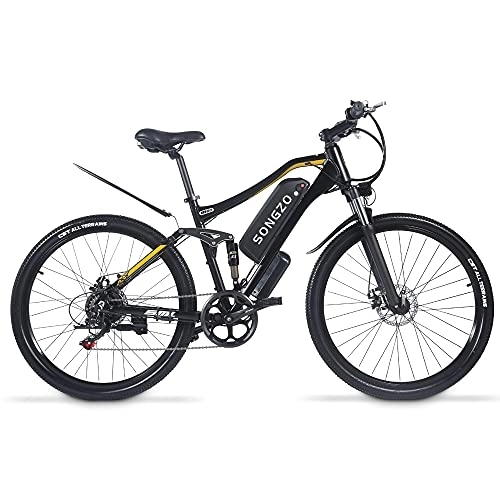Electric Mountain Bike : SONGZO Electric Bike 27.5 inch adult Electric Mountain Bike with 48V 15AH Lithium ion Battery and Dual shock Absorbers