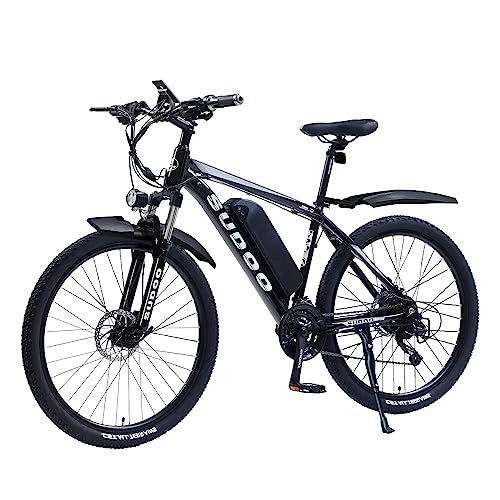 Electric Mountain Bike : SOODOO Electric Bike for Adults, 26" Ebike with 250W Motor, Electric Bicycle with 36V 13AH Rechargeable and Removable Li-Ion Battery, 27-Speed Mountain Bike, MTB for Men Women