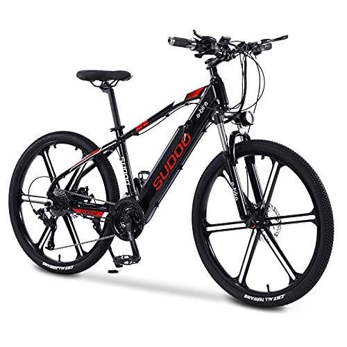 Electric Mountain Bike : SUDOO 26" Electric Bike for Adults, Aluminum Electric Mountain Bicycle with Rear Carrier Rack, 36V 10Ah Removable Battery, 250W Motor 27 Speed City Bike, LCD Display for Commuting Workout
