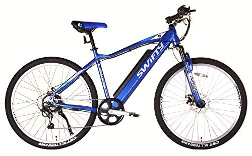 Electric Mountain Bike : Swifty AT656 36v Alloy Semi Intergrated Battery, Unisex Electric Mountain Bike Blue