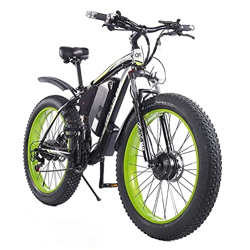 Electric Mountain Bike : Teanyotink Electric Bicycle with 48V 17.5AH Battery, Double-Drive Electric Bicycle Waterproof Shock-Resistant, Foldable Outdoor Short-Distance Riding Mountain Off-Road Bicycle