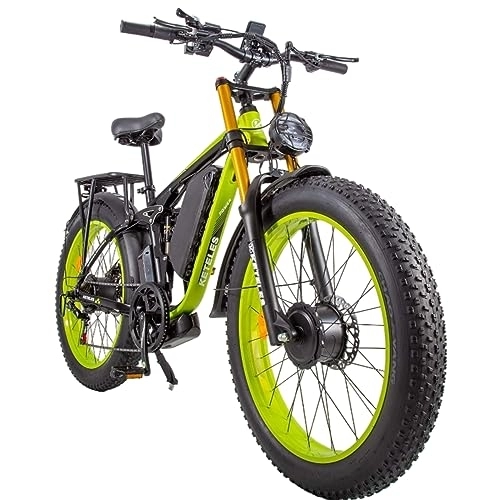 Electric Mountain Bike : Vikzche Q K800 PRO 26" Dual motor electric bike, full suspension. Large improved front fork, 23ah battery, color screen. (dark green)