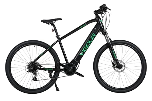 Electric Mountain Bike : Vitesse Vigour Electric Mountain Bike for Adults, 40 Miles Range, 9 Speed Gears with 250w Mid Motor and Front Suspension for a Smooth Comfortable Ride, 18” Frame and 27.5” Wheels