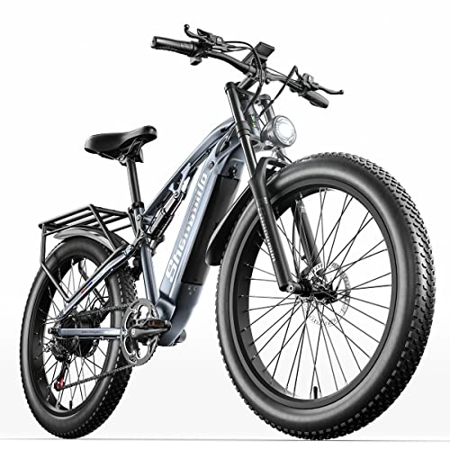 Electric Mountain Bike : VLFINA Full suspension Electric Bicycles ，26inch Fat Tire Electric Bike for adult, Mountain Bike, 48V*15Ah removable Lithium Battery, Dual hydraulic disc brakes