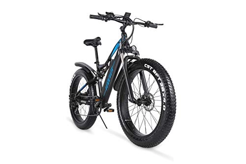 Electric Mountain Bike : VOZCVOX Electric Bike 1000W Ebike Mountain Bike With 26" Fat Tire, 48V 17AH Removable Lito-Battery, LCD Waterproof Display, Full Suspension, Shimano 7 Speed