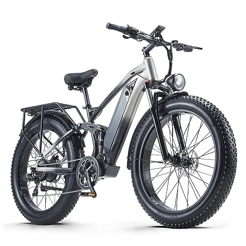 Electric Mountain Bike : VOZCVOX Electric Bike for Adults 26" Ebike Mountian Bike RX90 with 48V17.5AH Detachable Battery, Oil Disc Brakes, Colorful LCD Display, Dual Suspension, 8 Speed Gears