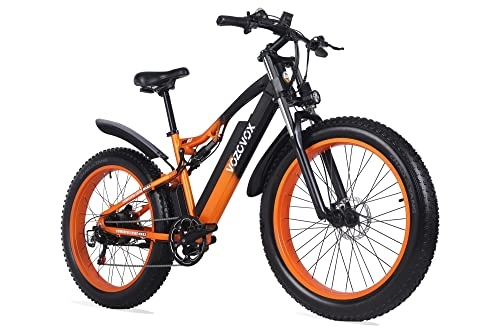 Electric Mountain Bike : VOZCVOX Electric Bike for Adults, Ebike 26 Inch with DH Suspension Color Screen Display 48V17Ah Battery