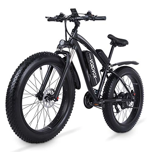 Electric Mountain Bike : VOZCVOX Electric Bikes for Adult, 26" Ebike with Fat Tyre, 48V17Ah Removable Battery, Electric Mountain Bikes with Shimano 21-Speed