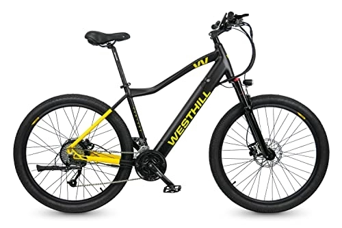 Electric Mountain Bike : Westhill Venture 27.5″ Electric Mountain Bike 14Ah E-bike | Integrated Battery, Aluminium Frame, Front Suspension (Black)