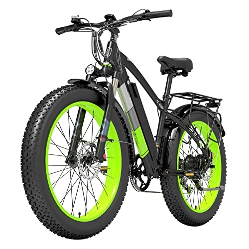 Electric Mountain Bike : WMLD 1000W 48V Electric Bike for Adults, 26 Inch Fat Tires Snow Ebike Front & Rear Hydraulic Disc Brake Electric Bicycle 20 mph