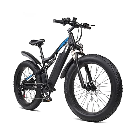 Electric Mountain Bike : WMLD Electric Bike for Adults 1000W 26”Fat Tire, Removable 48V Lithium Ion -Battery electric bicycles 7-speed Built for Trail Riding (Color : Black)