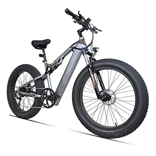Electric Mountain Bike : WMLD Electric Bike for Adults 48V 750W 26 Inch Fat Tire Electric Mountain Bike Full Suspension 9 Speed Ebike