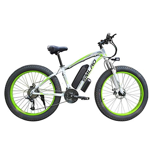 Electric Mountain Bike : XHJZ 26'' Electric Mountain Bike with Removable Large Capacity Lithium-Ion Battery (48V 350W), Electric Bike 21 Speed Gear and Three Working Modes, Green