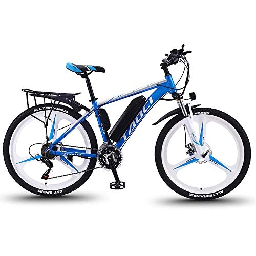 Electric Mountain Bike : YDBET Electric Bikes for Adults, Mountain Bicycle E Bikes for Men, 27-Speed 26" 36V 350W 10Ah Removable Lithium-ION Mountain Ebike for Men, Blue