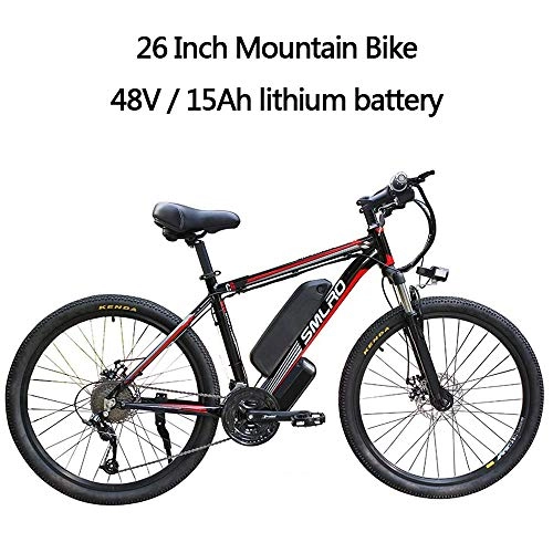 Electric Mountain Bike : YDBET Electric Mountain Bike, E Bikes Bicycles for Adults, 26 Inch Aluminum Alloy Removable 350W Ebike Bikes 27-Speed 48V / 15Ah Lithium-ION, Black Red