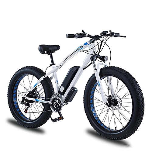 Electric Mountain Bike : YIZHIYA Electric Bike, 26" Electric Mountain Bicycle, Hidden Removable Lithium Battery, 21 Speed Snowmobile Adults E-bike, for Outdoor Cycling Travel Work Out City Commute Ebike, White, 36V 13AH 350W