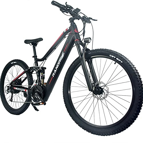 Electric Mountain Bike : YS90 27.5inch Electric Mountain Bike for Adults 500W Motor Ebike 48V / 11Ah Lithium Battery 27 Speed Gears Electric Bicycle for Men Women (Color : Black)