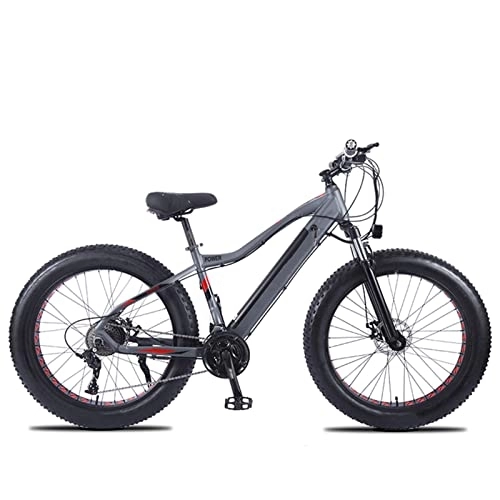 Electric Mountain Bike : YZT QUEENS Electric Bike 26" 4.0 Off-Road Fat Tire E-Bike 48V 10Ah Removable Hidden Lithium Battery 750W Motor 27 Speed Adult Electric Mountain Bike, Gray