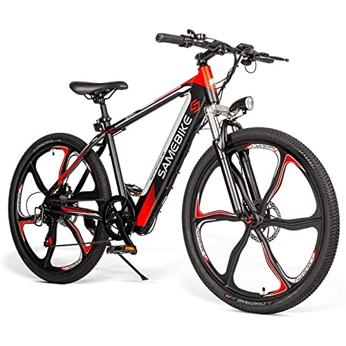 Electric Mountain Bike : ZWHDS 26 Inch Electric Bicycle - 350W Brushless Motor E-Bike with Dual Disc Brakes Suspension Front，max 30KM / H speed (Color : Black)