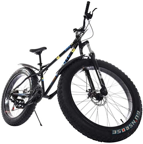 Fat Tyre Mountain Bike : 26 Inch Mountain Bike Fat Tire Junior Bike 21 Speed High-Tensile Steel Frame Bicycle Trail Bikes Lightweight and Durable City Riding