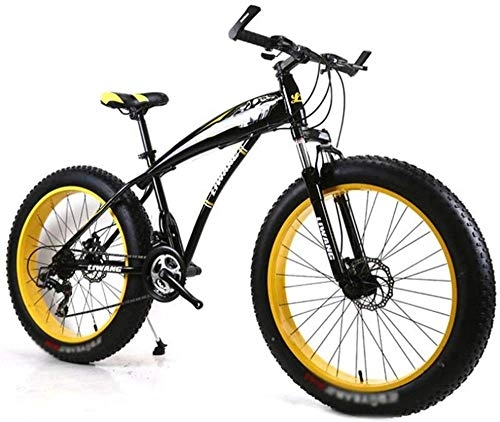 Fat Tyre Mountain Bike : Dual Suspension Mountain Bikes Comfort & Cruiser Bikes Mountain Road Bicycle Cycling Aluminum Alloy 24 Inch Shock Absorption Bike Sports Unisex (Color : Black red Size : 7 Speed)-7_Speed_Black_Yel