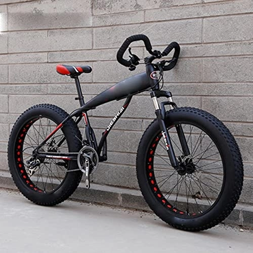 Fat Tyre Mountain Bike : FAXIOAWA 26 Inch Thick Tire Ultra-wide Variable Speed Big Wheel Mountain Bike, Snowmobile Adult Student Bicycle (red 24)