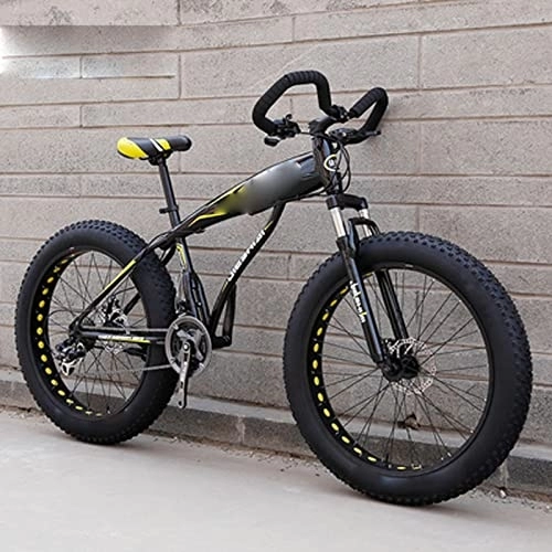 Fat Tyre Mountain Bike : FAXIOAWA 26 Inch Thick Tire Ultra-wide Variable Speed Big Wheel Mountain Bike, Snowmobile Adult Student Bicycle (yellow 7)