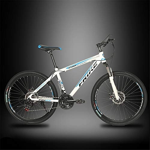 Fat Tyre Mountain Bike : JHKGY Youth / Adult Mountain Bike, Dual Suspension Mountain Bicycle, Dual Disc Brake, Aluminum Frame, 26 Inch Wheels 27 Speed Mountain Bike, blue