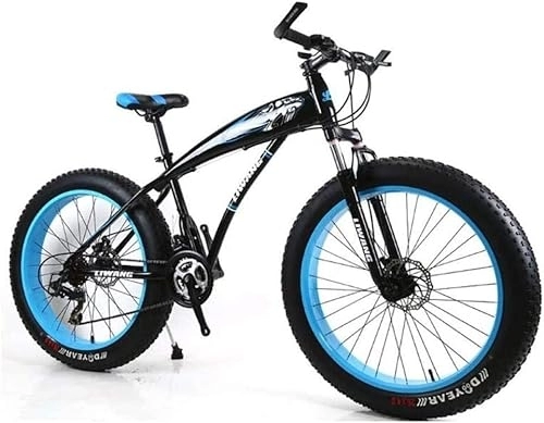 Fat Tyre Mountain Bike : MOLVUS Mountain Bike Hardtail Mountain Bike 7 / 21 / 24 / 27 Speeds Mens MTB Bike 24 inch Fat Tire Road Bicycle Snow Bike Pedals with Disc Brakes and Suspension Fork, BlackBlue, 7 Speed