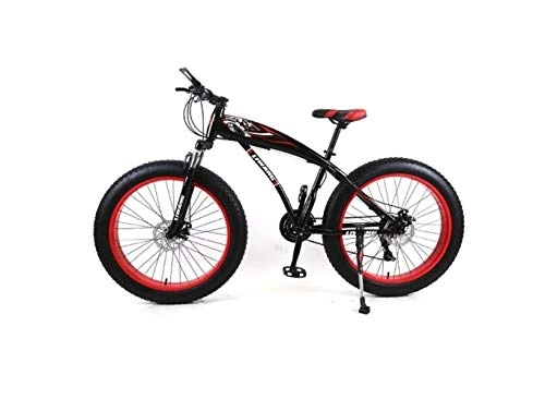 Fat Tyre Mountain Bike : MOLVUS Mountain Bike Mens Mountain Bike 7 / 21 / 24 / 27 Speeds, 26 inch Fat Tire Road Bicycle Snow Bike Pedals with Disc Brakes and Suspension Fork, BlackRed, 24 Speed