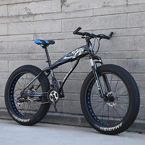 Fat Tyre Mountain Bike : XMB 26 inch Dual disc brake Adult off-road bicycles, men and women mountain bikes with full suspension, fat tires high carbon steel suspension youth men and women mountain bikes (27-speed)