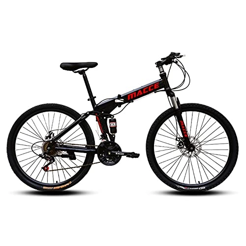 Folding Mountain Bike : 26 Inch Folding Mountain Bikes, 21 Speed Carbon Steel Mountain Bicycle for Adults, Outdoor Bikes MTB, Easy Fold and Enjoy the Fun of Riding【Advanced Configuration】 Black