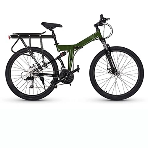 Folding Mountain Bike : 27.5 Inch Foldable Mountain Bike 27 Speed Double Shock Absorption Bicycle Mechanical Disc Brakes with Shelves (Yellow a) (Green a)