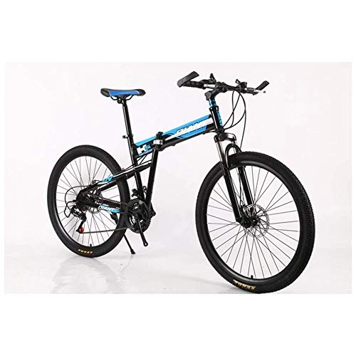 Folding Mountain Bike : Allamp Outdoor sports Mountain Bike, 17" Inch Steel Frame, 2130Speed Shimano Rear Derailleur And MicroShift Rotational Shifters Strong with Dual Disc Brakes (Color : Blue, Size : 27 Speed)