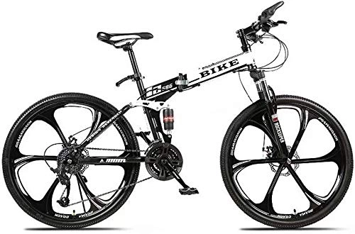 Folding Mountain Bike : BECCYYLY Mountain bike Foldable MountainBike 24 / 26 Inches, MTB Bicycle with 6 Cutter Wheel, bicycle (Color : 27-stage shift, Size : 26inches)