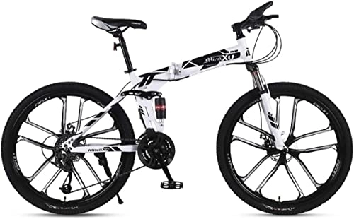 Folding Mountain Bike : Bicycle, Mountain Bike Child Bicycles 21 / 24 / 27 Speed Steel Frame 26 Inches 10-Spoke Wheels Suspension Folding Bike, Black, 21speed