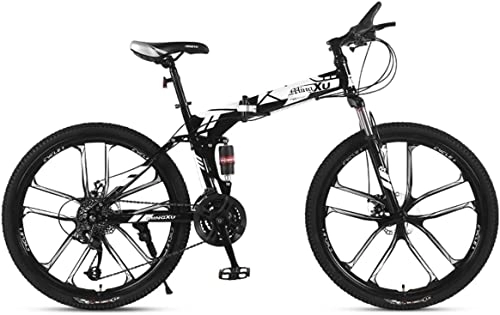 Folding Mountain Bike : Bicycle, Mountain Bike Child Bicycles 21 / 24 / 27 Speed Steel Frame 26 Inches 10-Spoke Wheels Suspension Folding Bike, White, 27speed