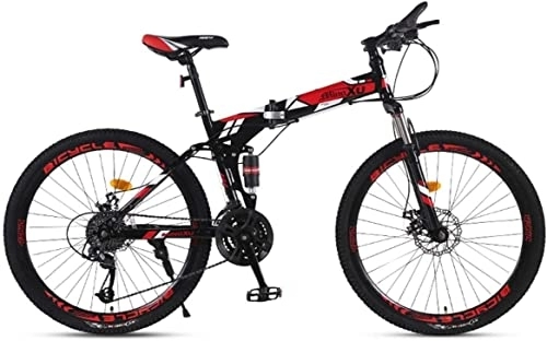 Folding Mountain Bike : Bicycle, Mountain Bike Child Bicycles 21 / 24 / 27 Speed Steel Frame 27.5 Inches 3-Spoke Wheels Dual Suspension Folding Bike, Red, 21speed
