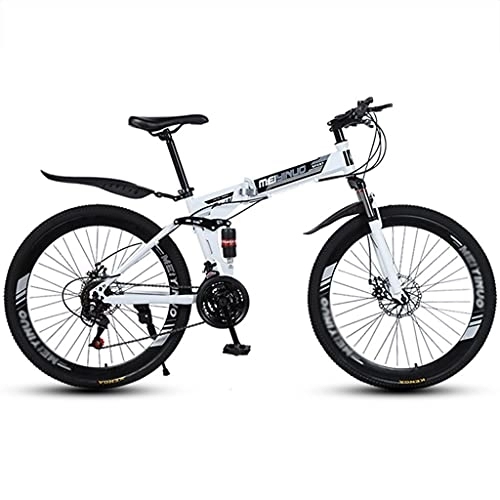 Folding Mountain Bike : Children's bicycle Youth / Adult Folding Mountain Bike, Full Suspension 27 Speed ​​Gears Disc Brakes Mountain Bicycle with Dual Disc Brake for Men and Women ( Color : Style1 , Size : 26inch24 speed )