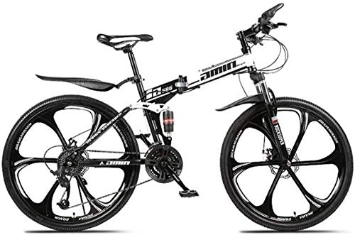 Folding Mountain Bike : Dual Suspension Mountain Bikes Comfort & Cruiser Bikes Portable Folding Sports Leisure Freestyle Mountain Bike 26 Inch Off Road Bicycle (Color : Black Size : 21 speed)-21_speed_Black