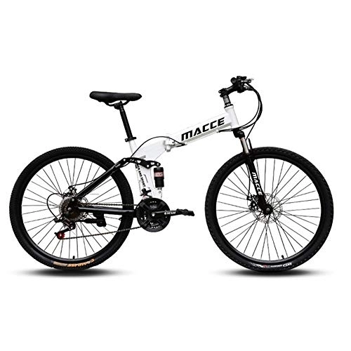 Folding Mountain Bike : Folding Bicycle 24 / 26 Inch, Double Disc Brake, Ultra Light Speed Portable Bicycle To Work School Commute Fast Folding Bicycle White 26", 27 Speed